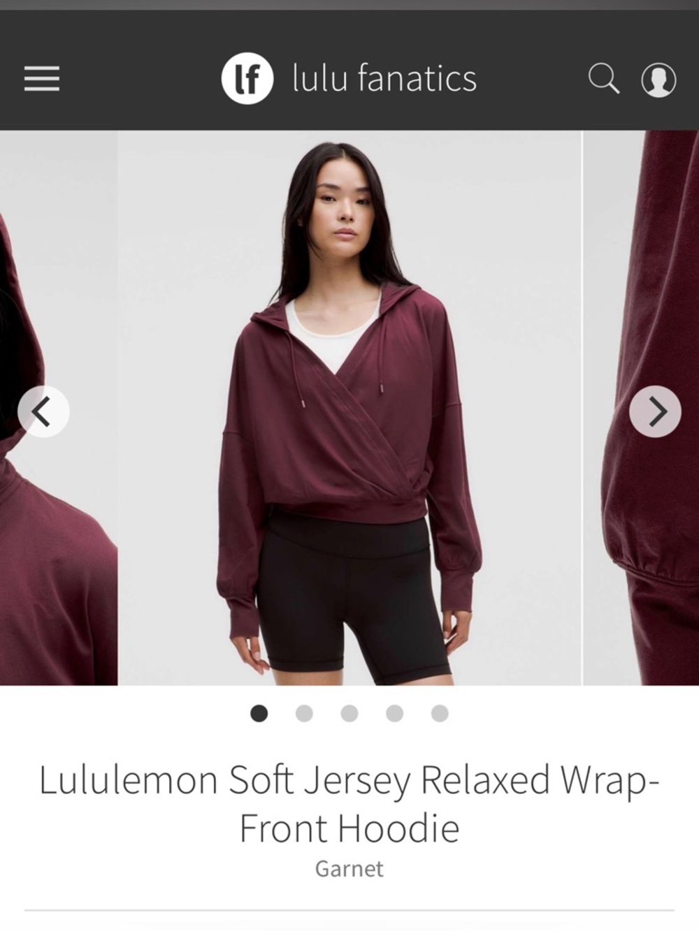 Lululemon soft jersey relaxed front hoodie color Garnet size Small